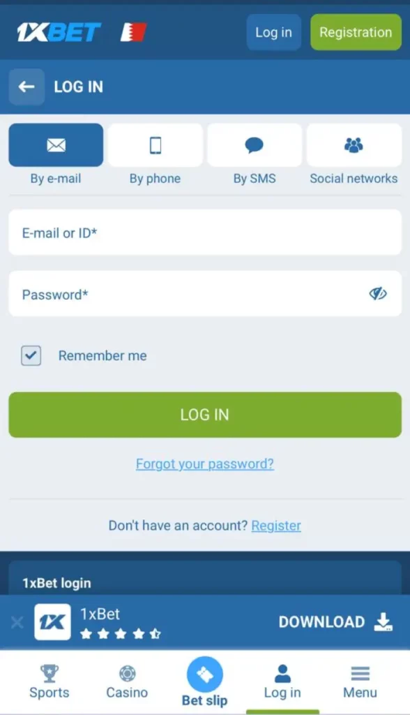 1xbet mobile login
